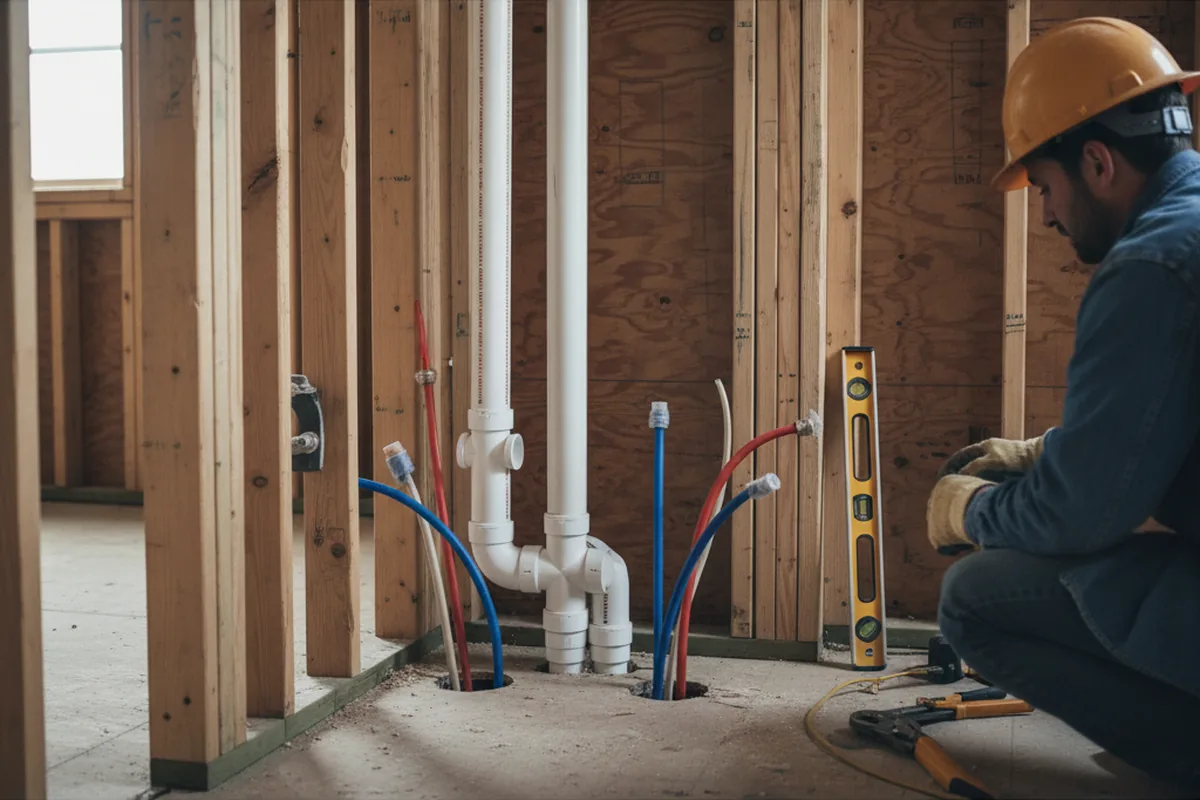Drain and supply rough-in during Sump Pump Repair in Orem